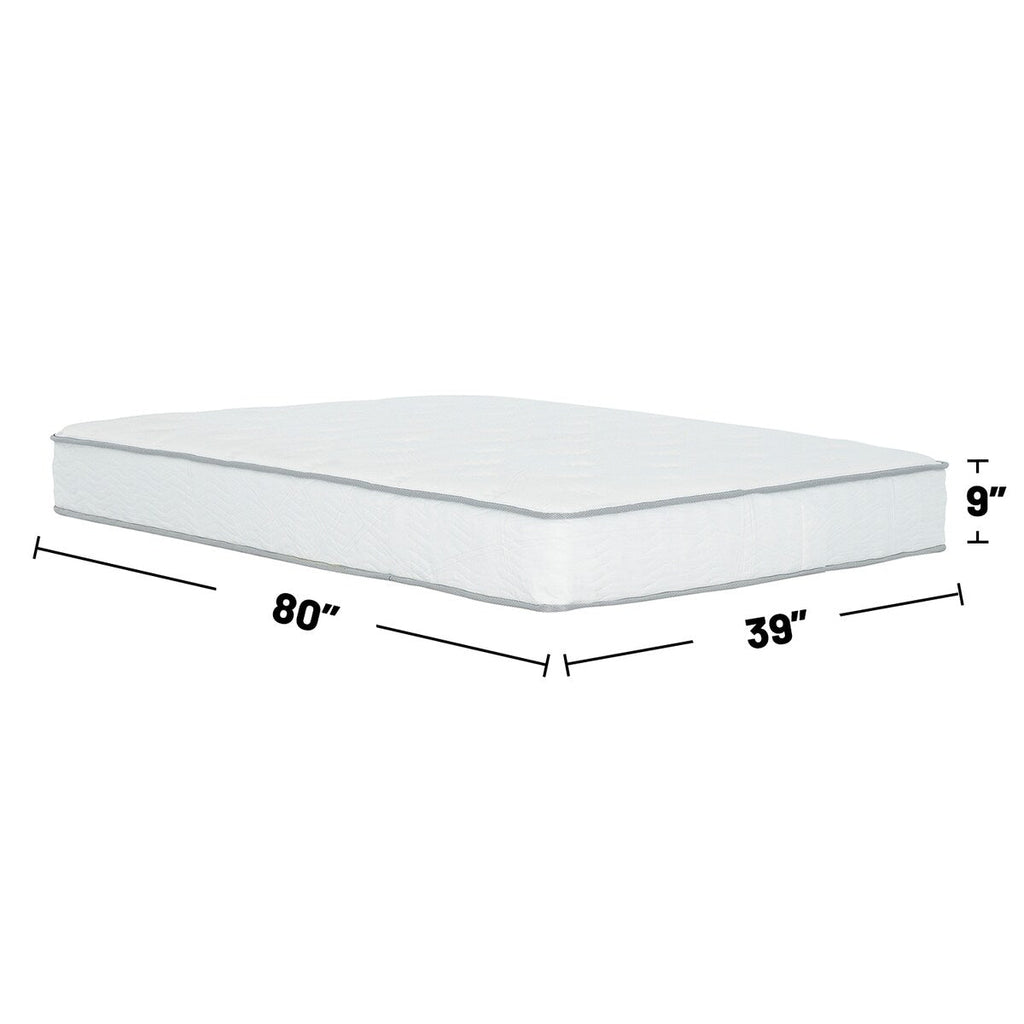 Matelas à ressorts ensachés de taille moyenne de 9 pouces dans une boîte, blanc