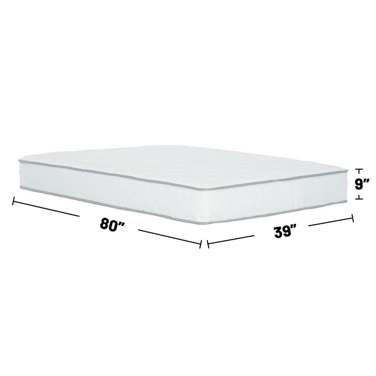 Matelas à ressorts ensachés de taille moyenne de 9 pouces dans une boîte, blanc