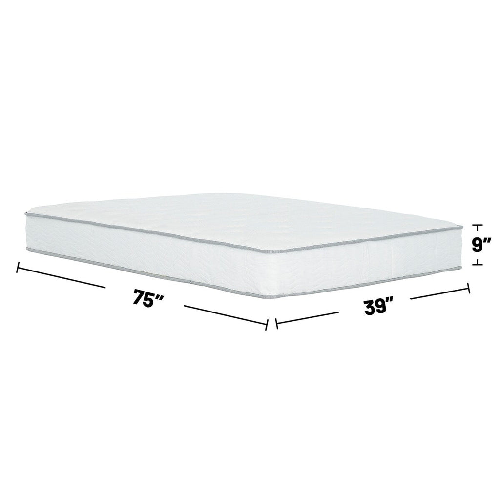 Matelas à ressorts ensachés de taille moyenne de 9 pouces dans une boîte, blanc