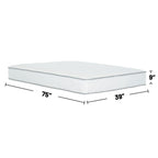 Matelas à ressorts ensachés de taille moyenne de 9 pouces dans une boîte, blanc