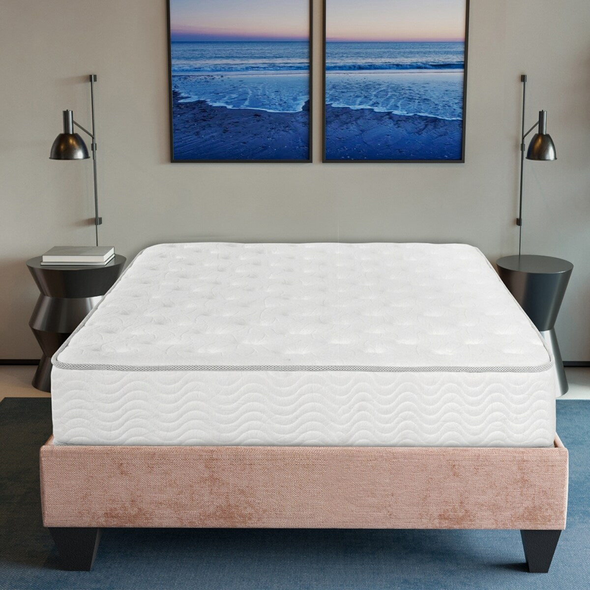 Matelas à ressorts ensachés de taille moyenne de 9 pouces dans une boîte, blanc