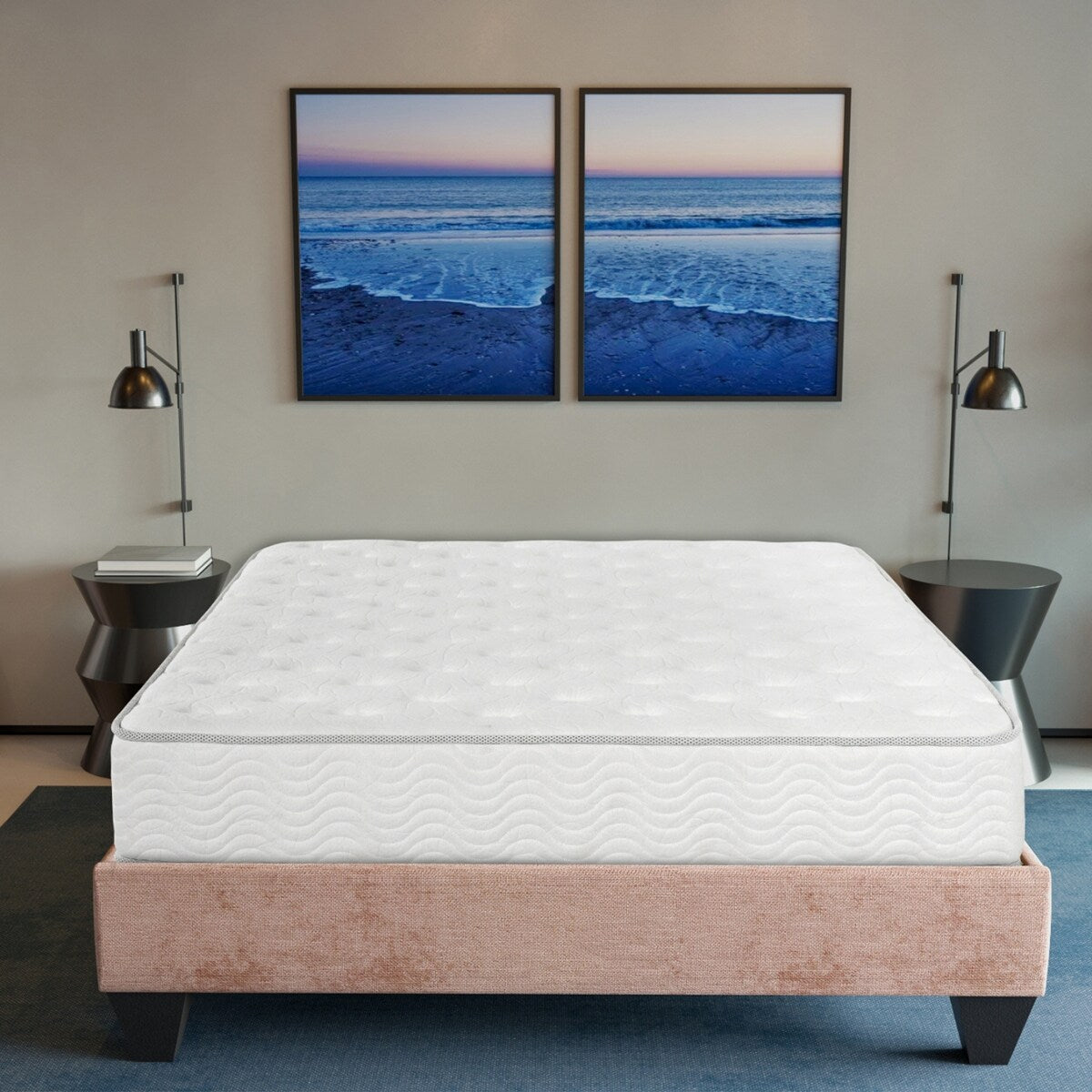 Matelas à ressorts ensachés de taille moyenne de 9 pouces dans une boîte, blanc