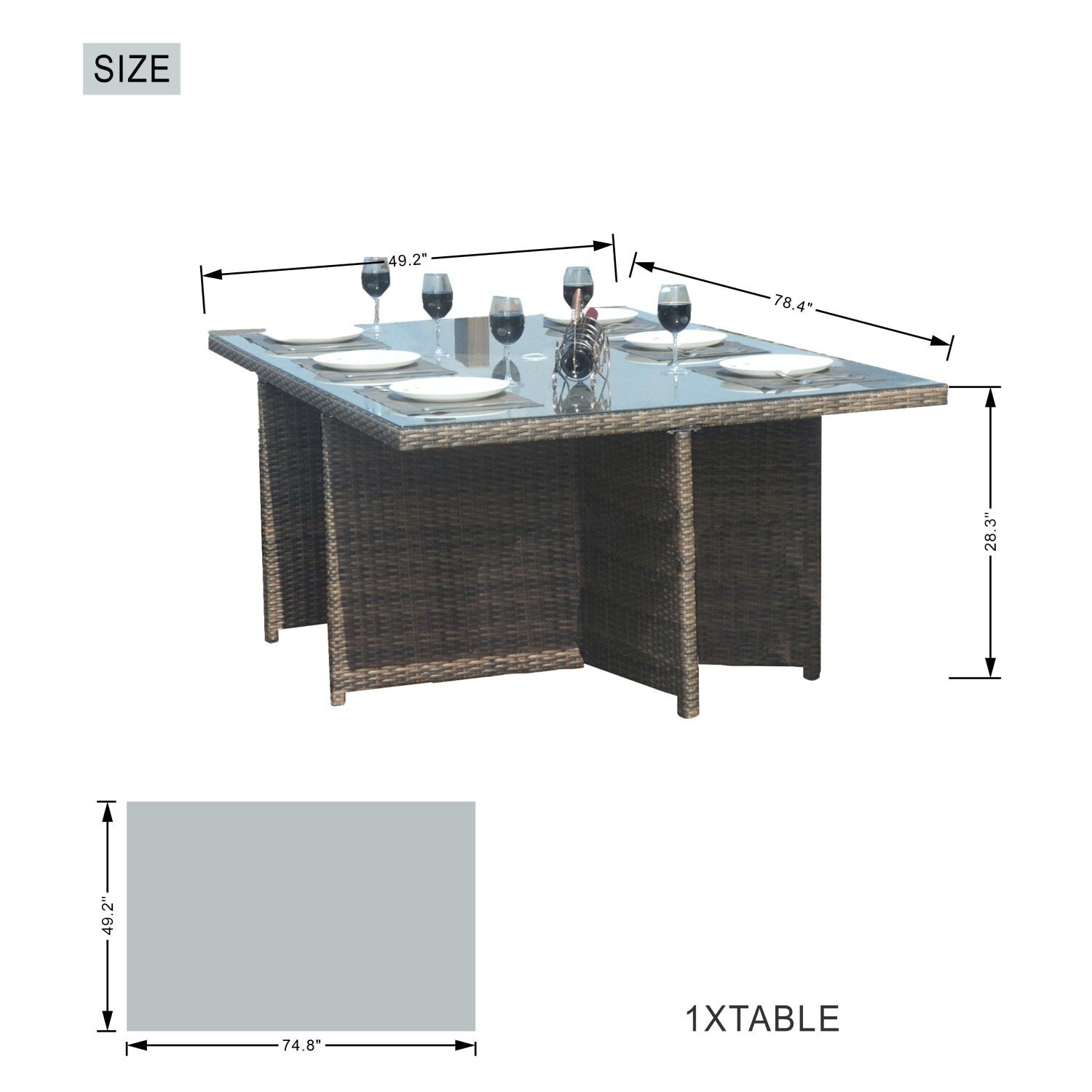 Ensemble de table à manger d'extérieur 9 pièces avec coussins