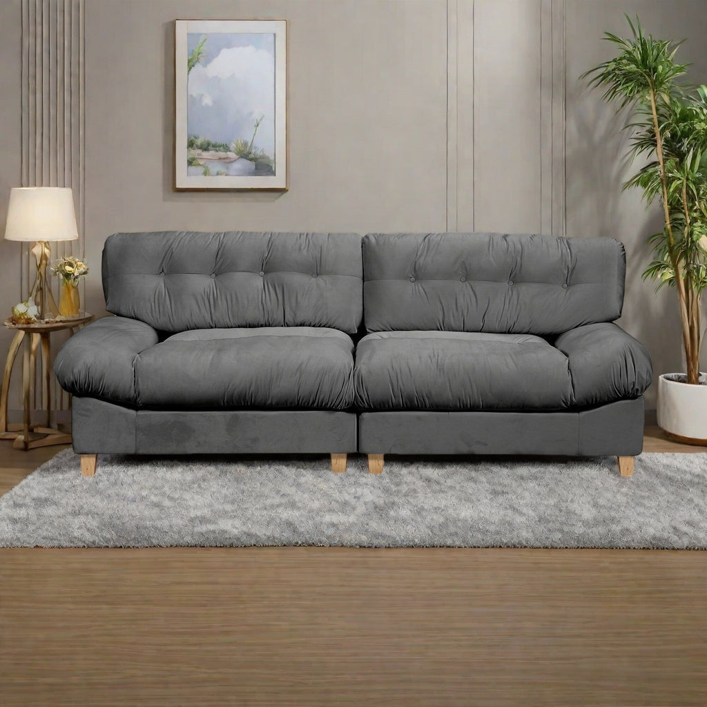 Canapé 3 places en tissu 90,5 avec mousse haute densité et base en bois massif