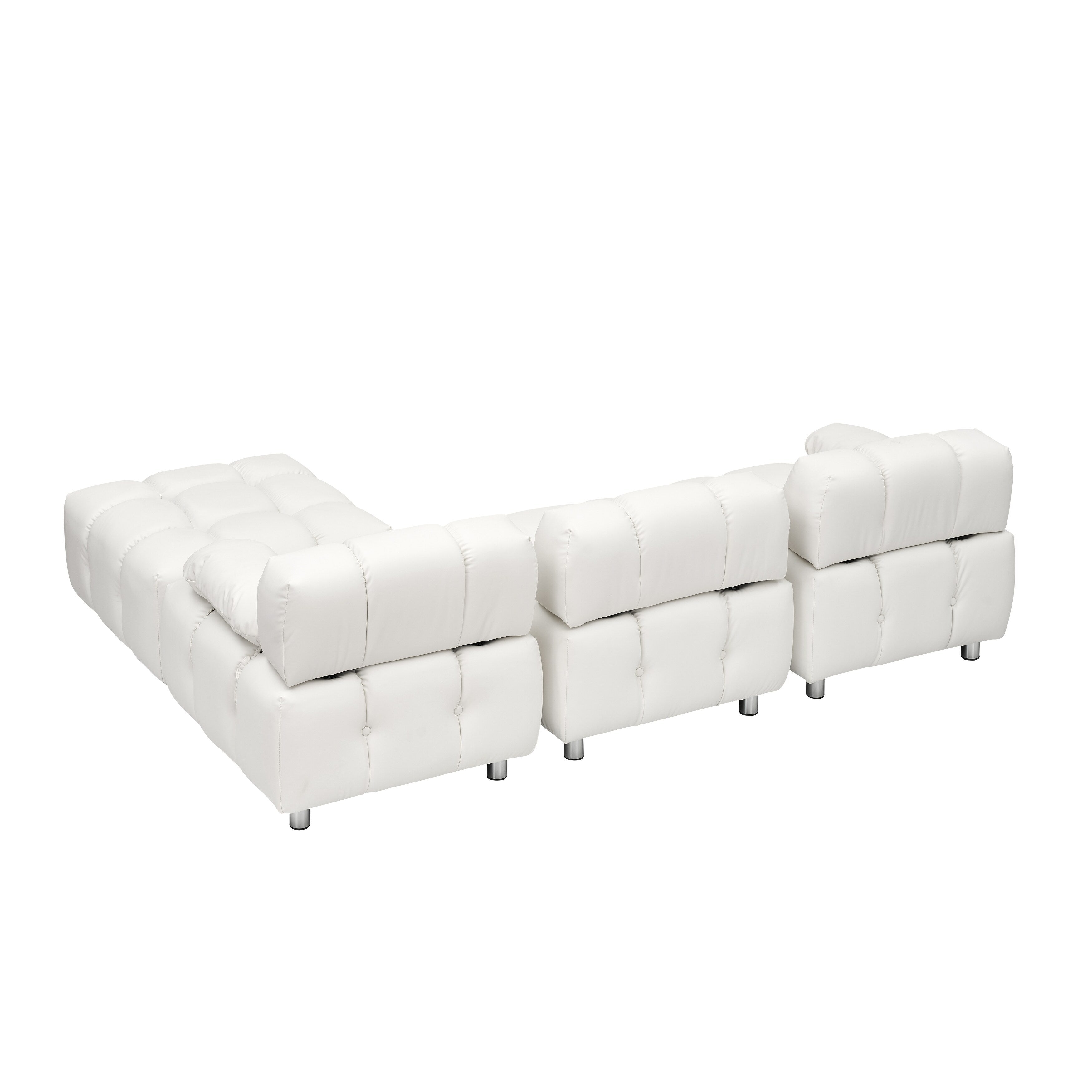 Canapé 3 places pliable en tissu technique moderne blanc de 230 cm, imperméable et résistant aux taches, avec pieds en métal