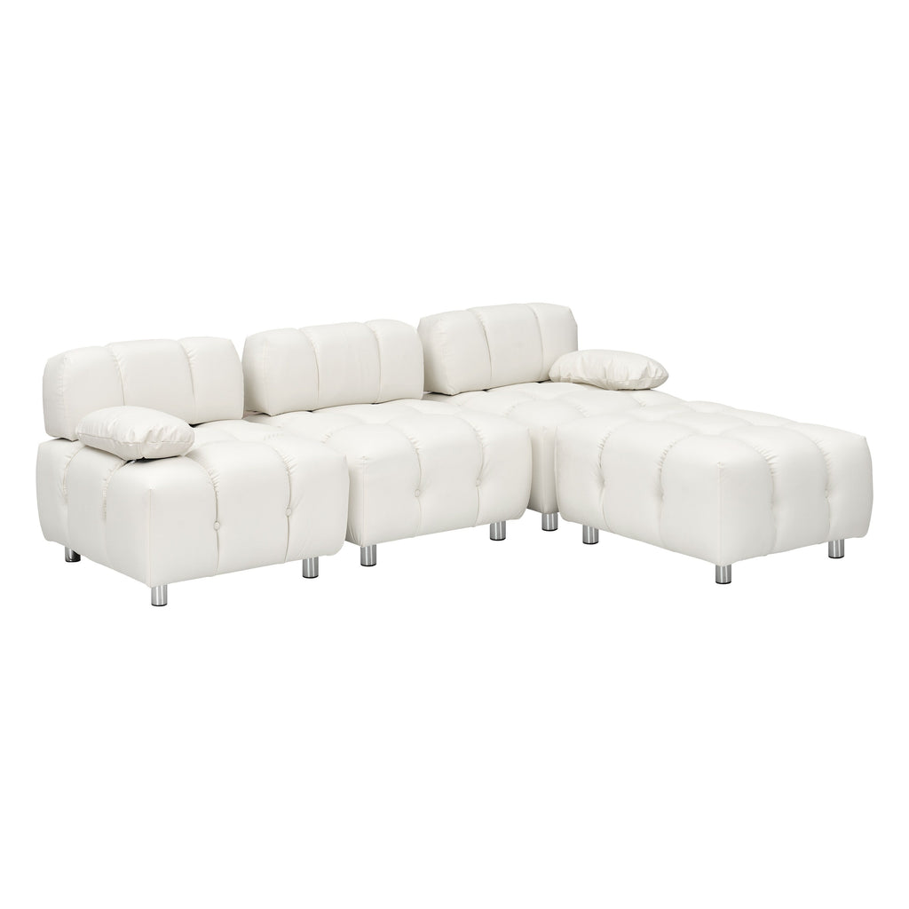 Canapé 3 places pliable en tissu technique moderne blanc de 230 cm, imperméable et résistant aux taches, avec pieds en métal