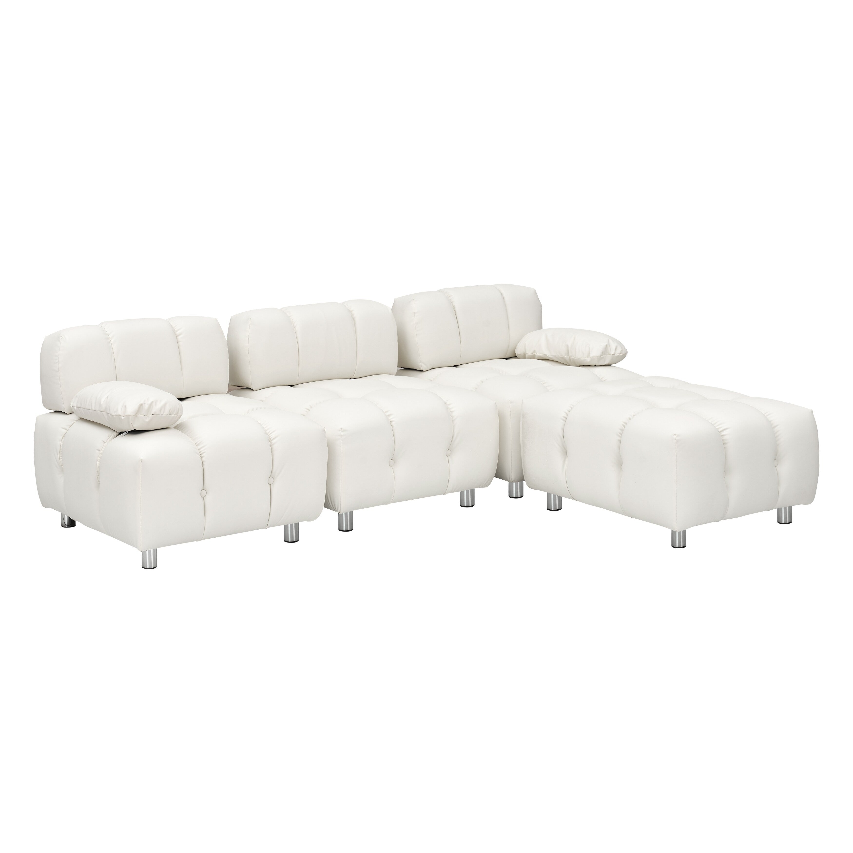 Canapé 3 places pliable en tissu technique moderne blanc de 230 cm, imperméable et résistant aux taches, avec pieds en métal