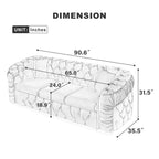 Canapé 3 places en velours 90,6 avec 2 coussins haute densité, touches dorées et coussins