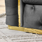 Canapé 3 places en velours 90,6 avec 2 coussins haute densité, touches dorées et coussins