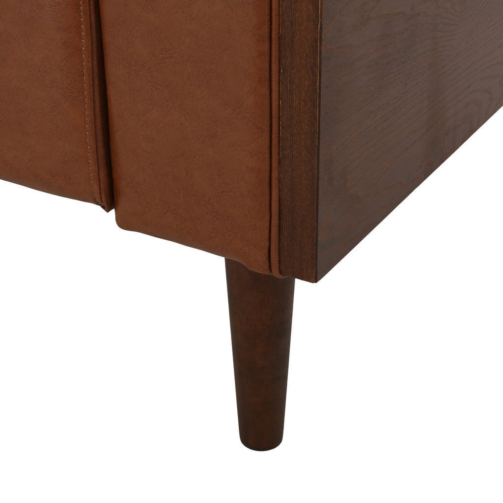 Canapé 3 places capitonné en similicuir avec pieds en bois de bouleau pour le salon