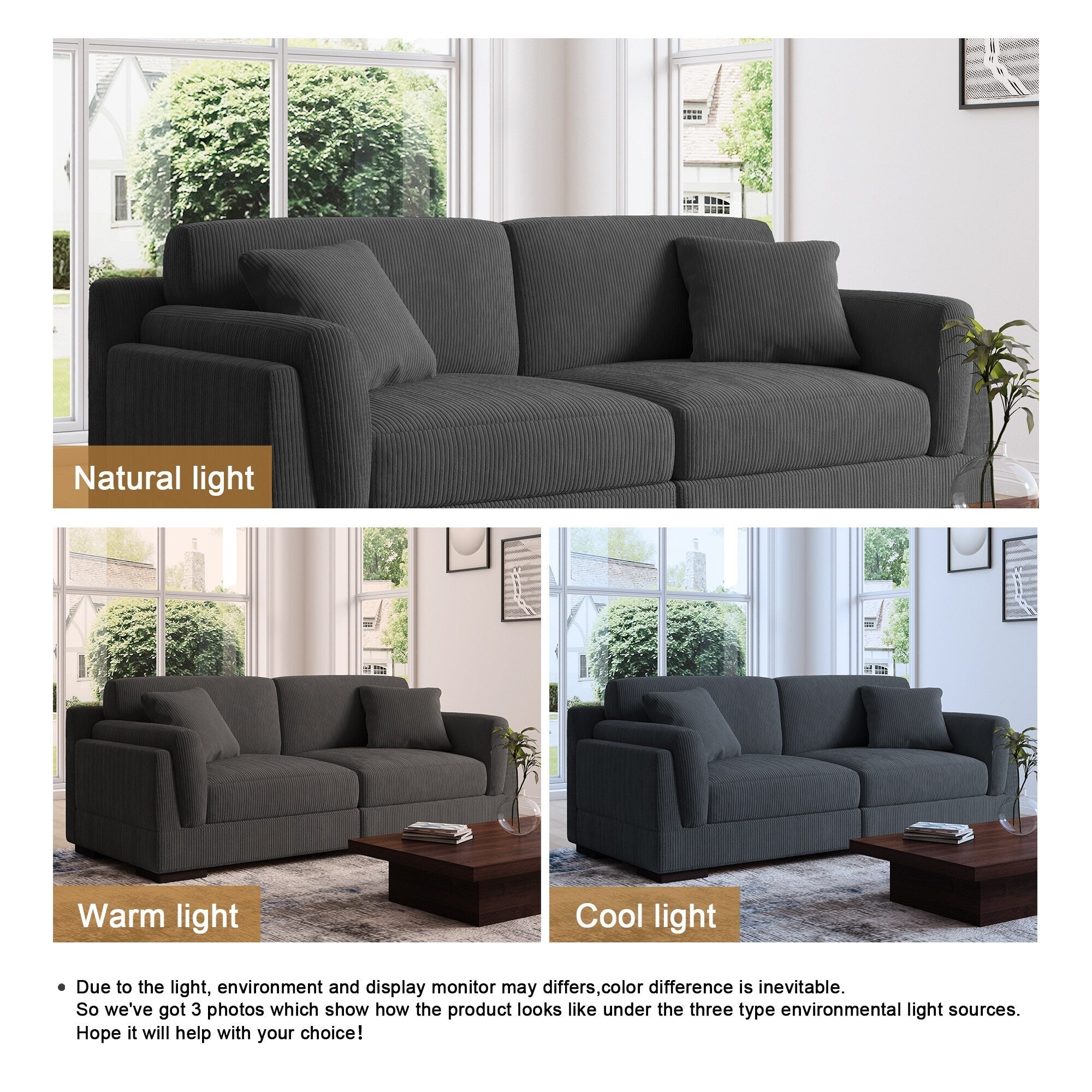 Canapé causeuse 90 Canapé en velours côtelé moderne et confortable