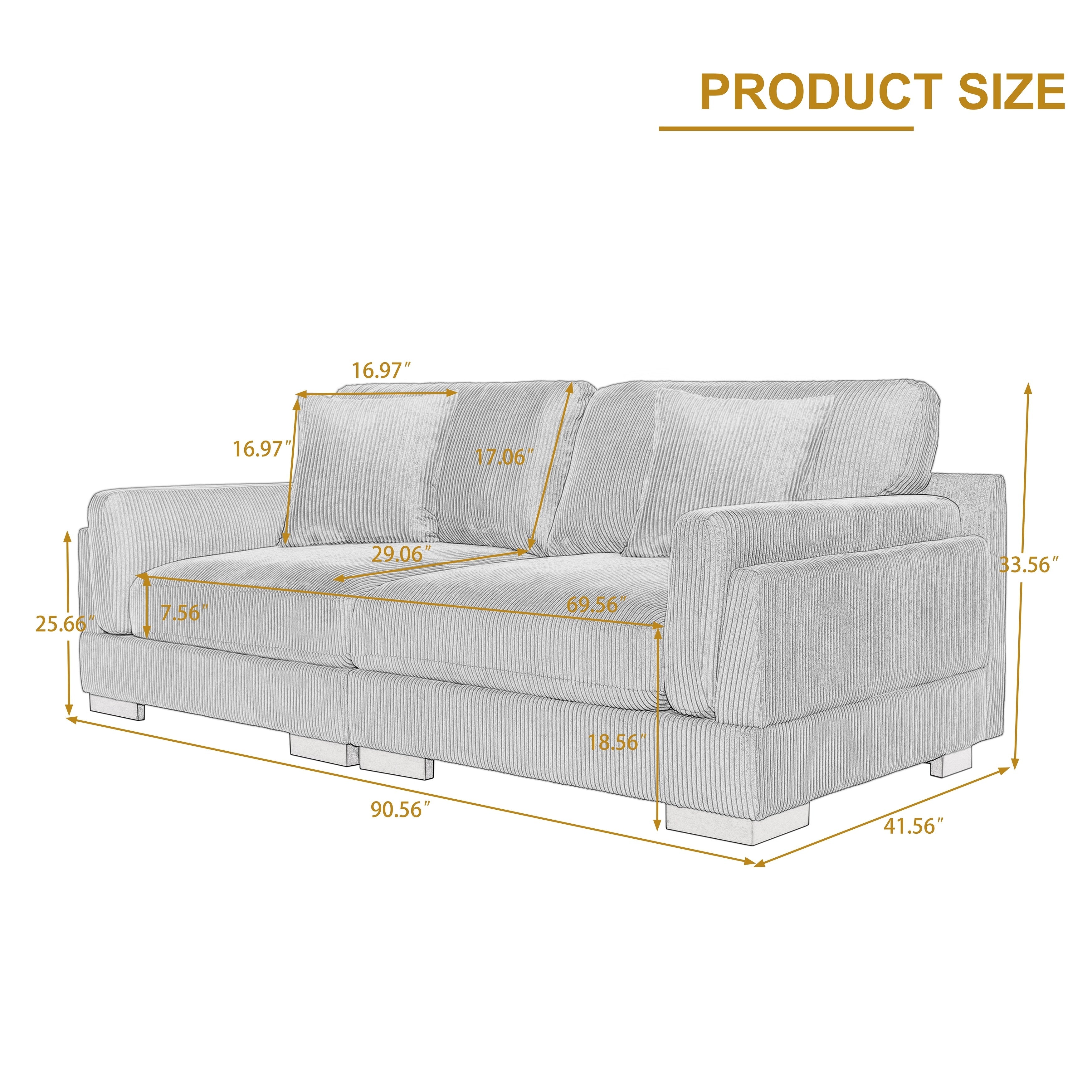 Canapé causeuse 90 Canapé en velours côtelé moderne et confortable