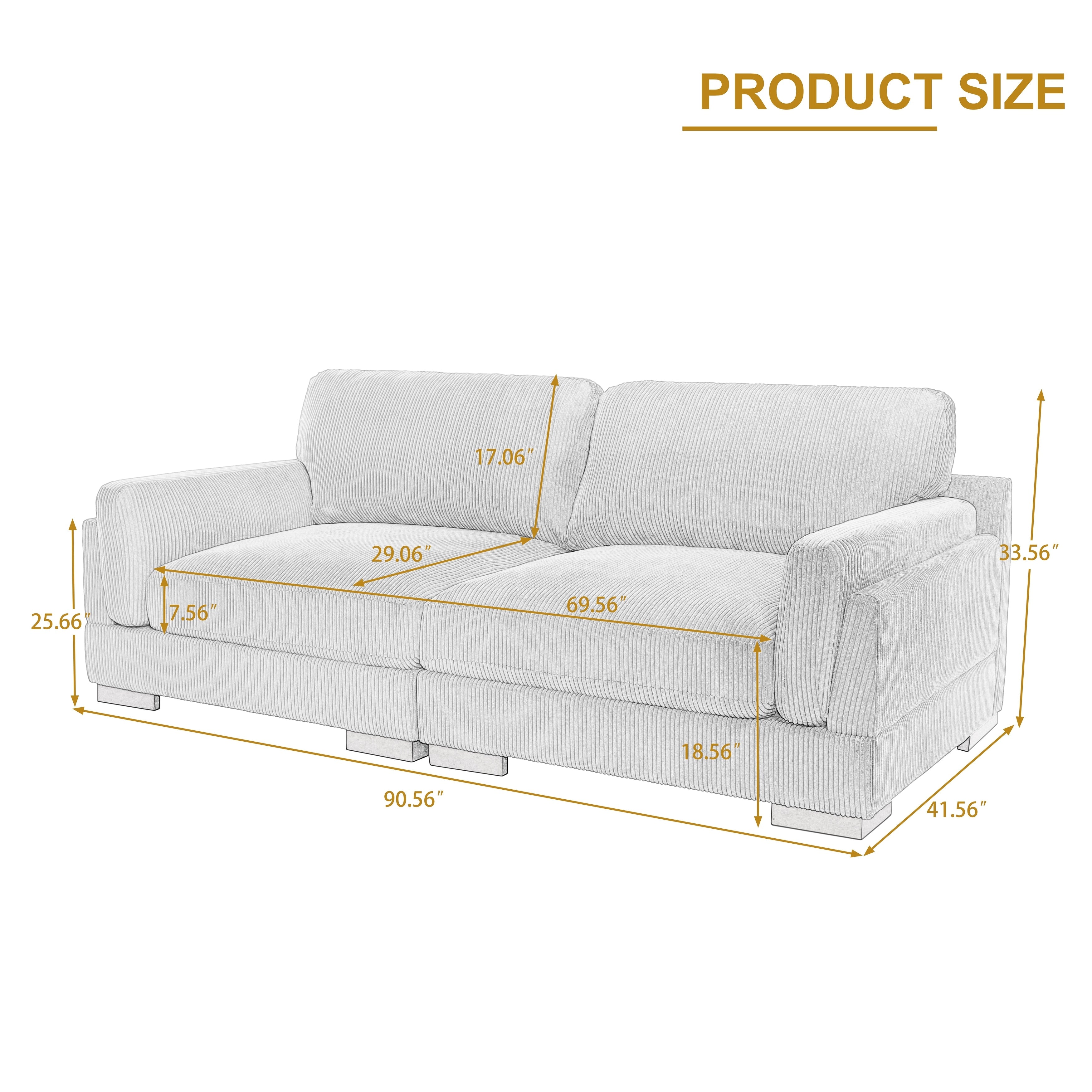 Canapé causeuse 90 Canapé en velours côtelé moderne et confortable