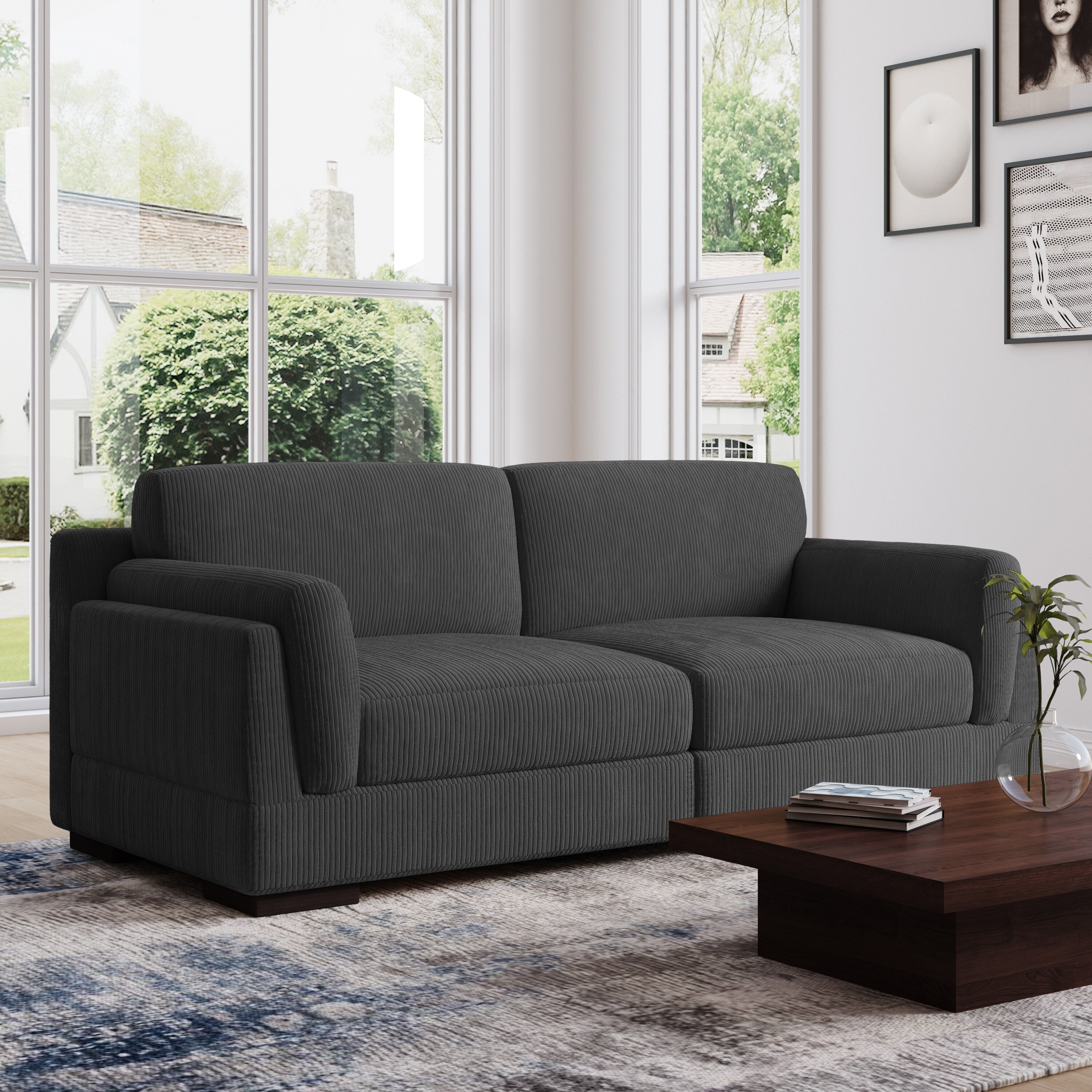 Canapé causeuse 90 Canapé en velours côtelé moderne et confortable