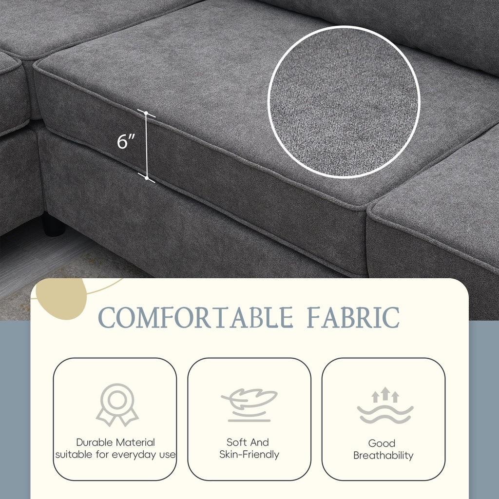 Canapé sectionnel de salon rembourré moderne 91 x 91 cm, canapé en L avec 3 coussins