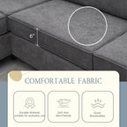 Canapé sectionnel de salon rembourré moderne 91 x 91 cm, canapé en L avec 3 coussins