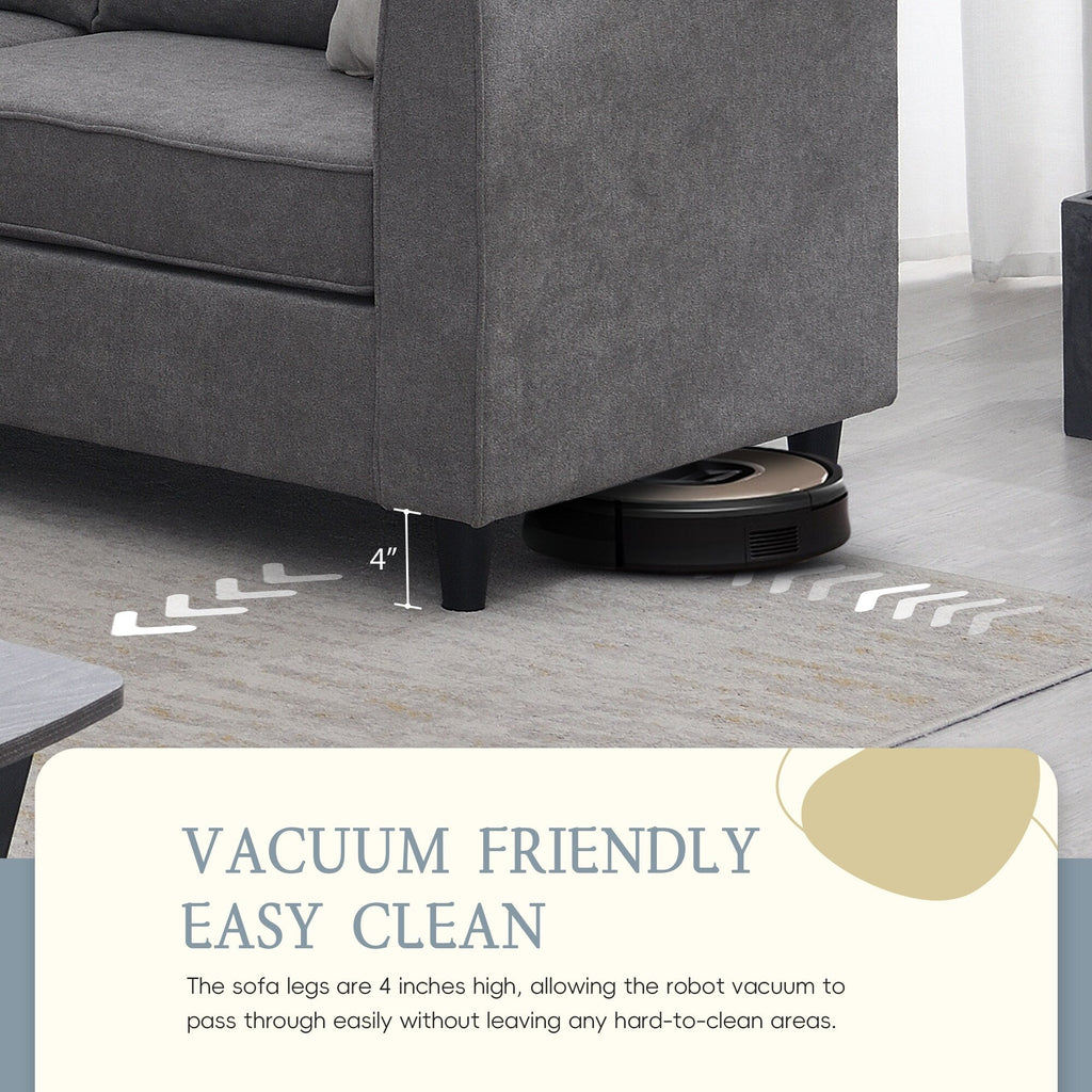 Canapé sectionnel de salon rembourré moderne 91 x 91 cm, canapé en L avec 3 coussins