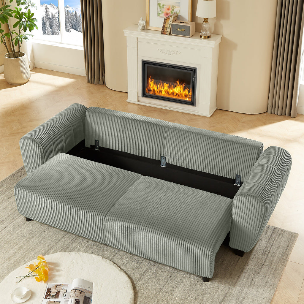 Canapé 3 places en velours côtelé 92.1 avec design convertible 2 en 1 et compartiments de rangement intégrés