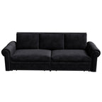 Canapé-lit 3 places en velours 93,7 pouces 3 en 1 avec accoudoirs roulés et garniture cloutée