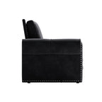 Canapé-lit 3 places en velours 93,7 pouces 3 en 1 avec accoudoirs roulés et garniture cloutée