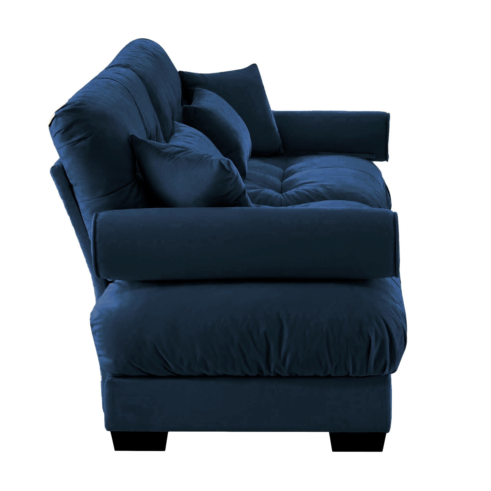 Canapé 3 places en velours 93,7 avec accoudoirs traversins et coussins en éponge haute résilience