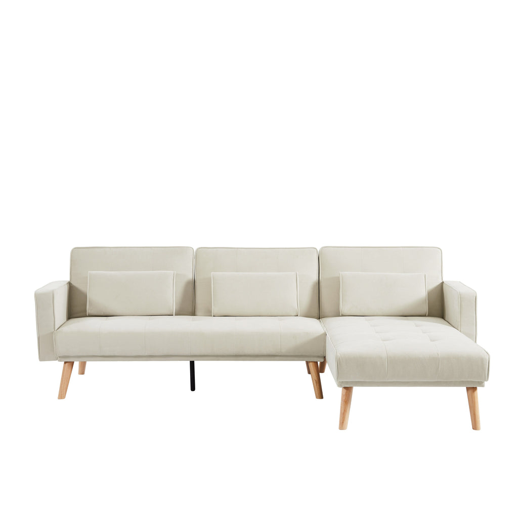 Canapé sectionnel convertible en lin 94,5 avec méridienne orientée à droite, sac de rangement et coussins en mousse