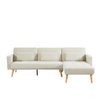 Canapé sectionnel convertible en lin 94,5 avec méridienne orientée à droite, sac de rangement et coussins en mousse