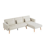 Canapé sectionnel convertible en lin de 94,5 po avec méridienne, design orienté à droite, coussins en mousse et sac de rangement