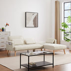 Canapé sectionnel convertible en lin de 94,5 po avec méridienne, design orienté à droite, coussins en mousse et sac de rangement