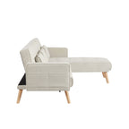 Canapé sectionnel convertible en lin de 94,5 po avec méridienne, design orienté à droite, coussins en mousse et sac de rangement