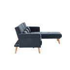 Canapé sectionnel convertible en lin de 94,5 po avec méridienne droite, rangement et coussins en mousse