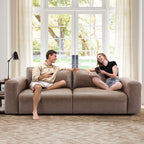 Canapé 3 places surdimensionné 95 cm - Assises extra profondes et accoudoirs larges, canapé en cuir synthétique garni de duvet pour salon et appartement