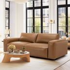 Canapé 3 places surdimensionné 95 cm - Assises extra profondes et accoudoirs larges, canapé en cuir synthétique garni de duvet pour salon et appartement