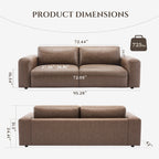 Canapé 3 places surdimensionné 95 cm - Assises extra profondes et accoudoirs larges, canapé en cuir synthétique garni de duvet pour salon et appartement