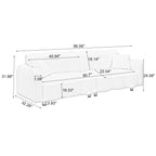 Canapé 3 places rembourré de 96,06 pouces avec 2 oreillers, motif nuage, siège profond et coussins en mousse épaisse