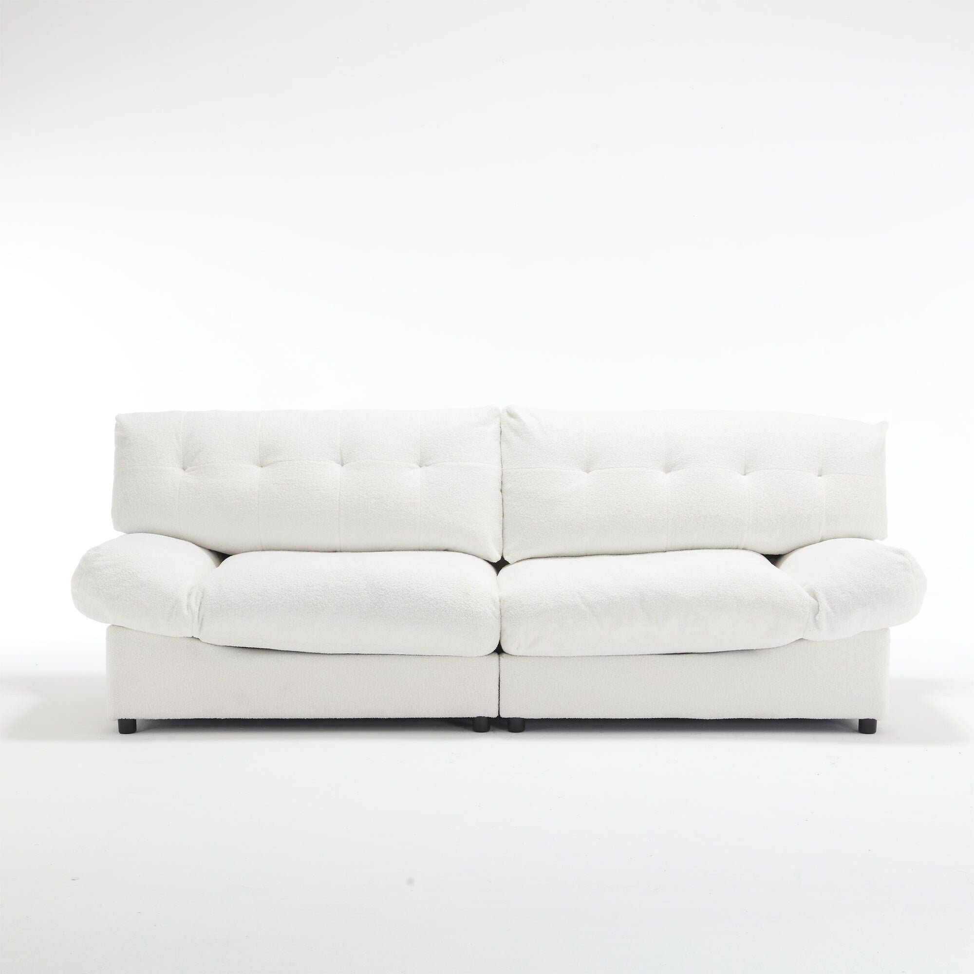 Canapé 2 places en tissu de 96,46 pouces, confortable et rembourré, style nuage, pieds en plastique, pour salon et appartement