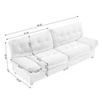 Canapé 2 places en tissu de 96,46 pouces, confortable et rembourré, style nuage, pieds en plastique, pour salon et appartement