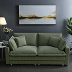 Canapé 3 places classique moderne en velours côtelé 96 - Assise profonde, avec 4 coussins pour le salon