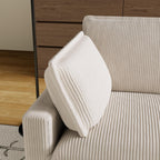 Canapé 3 places classique moderne en velours côtelé 96 - Assise profonde, avec 4 coussins pour le salon