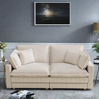 Canapé 3 places classique moderne en velours côtelé 96 - Assise profonde, avec 4 coussins pour le salon