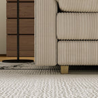 Canapé 3 places classique moderne en velours côtelé 96 - Assise profonde, avec 4 coussins pour le salon