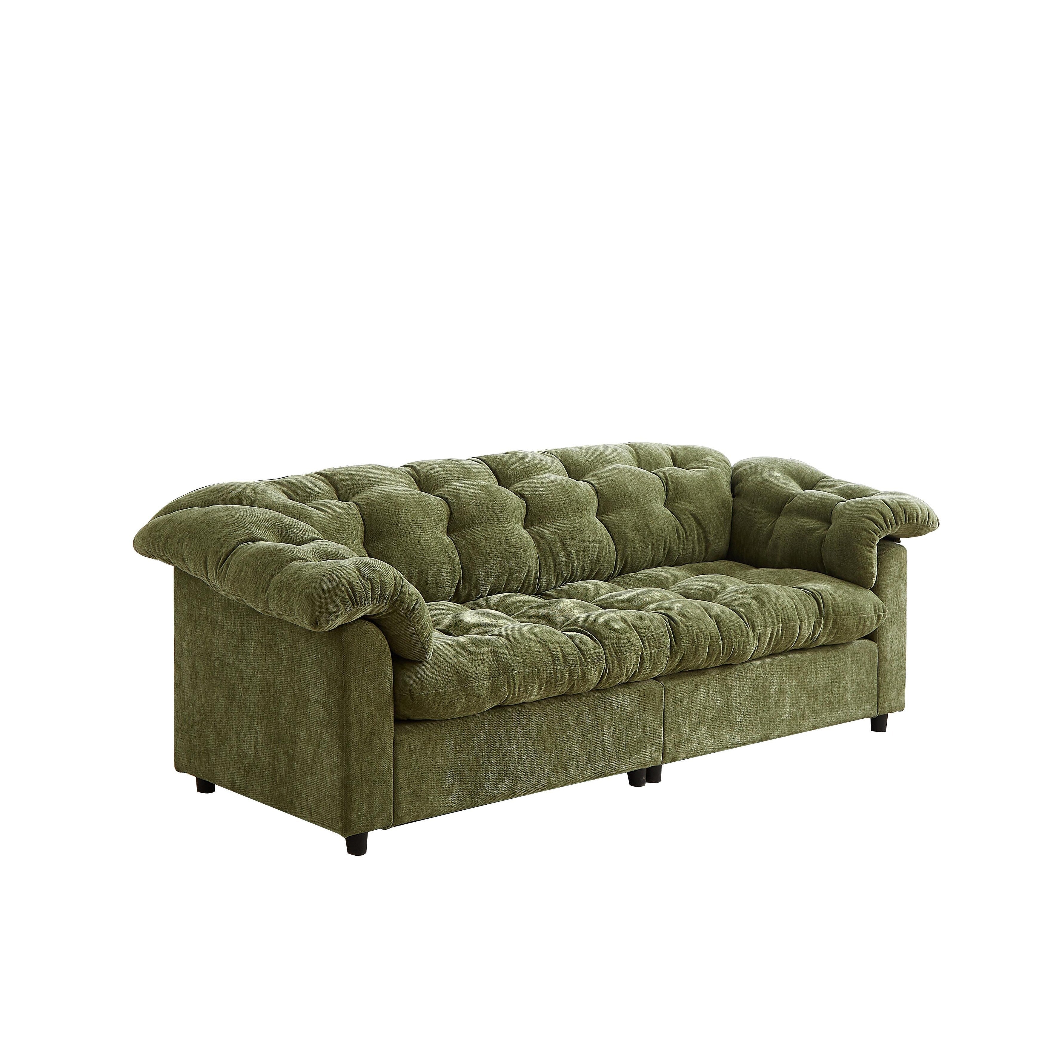 Canapé 3 places classique moderne en tissu 99.2, structure en bois massif et coussin moelleux en forme de nuage