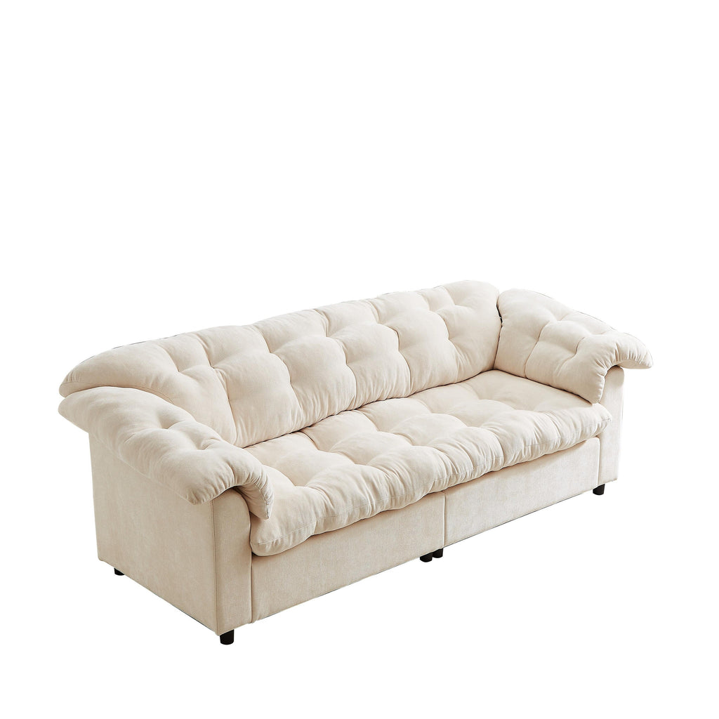 Canapé 3 places classique moderne en tissu 99.2, structure en bois massif et coussin moelleux en forme de nuage