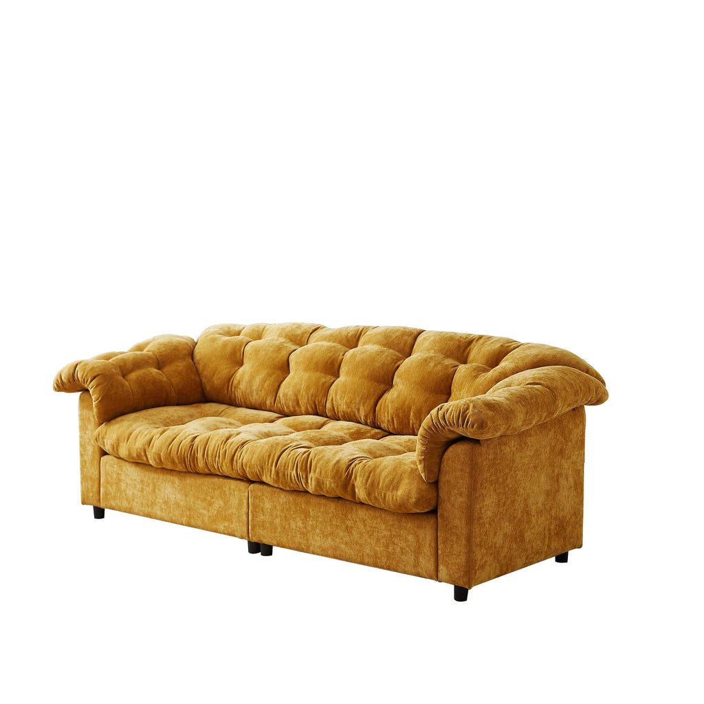 Canapé 3 places classique moderne en tissu 99.2, structure en bois massif et coussin moelleux en forme de nuage