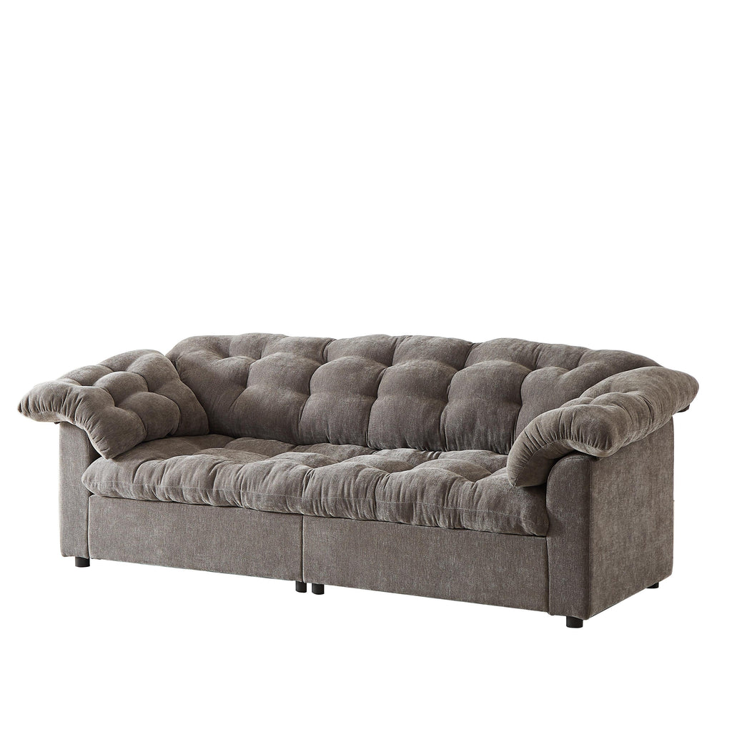 Canapé 3 places classique moderne en tissu 99.2, structure en bois massif et coussin moelleux en forme de nuage