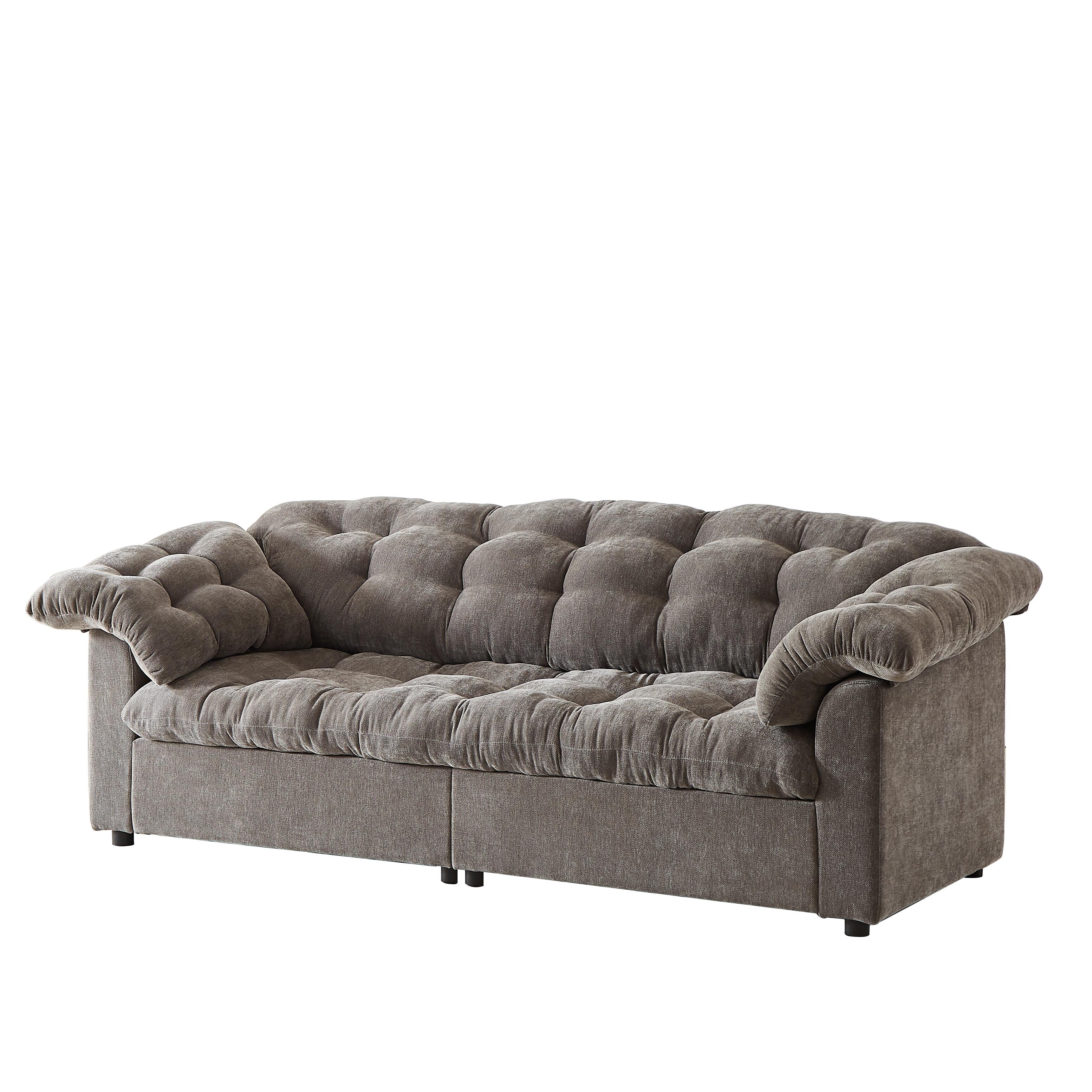 Canapé 3 places classique moderne en tissu 99.2, structure en bois massif et coussin moelleux en forme de nuage