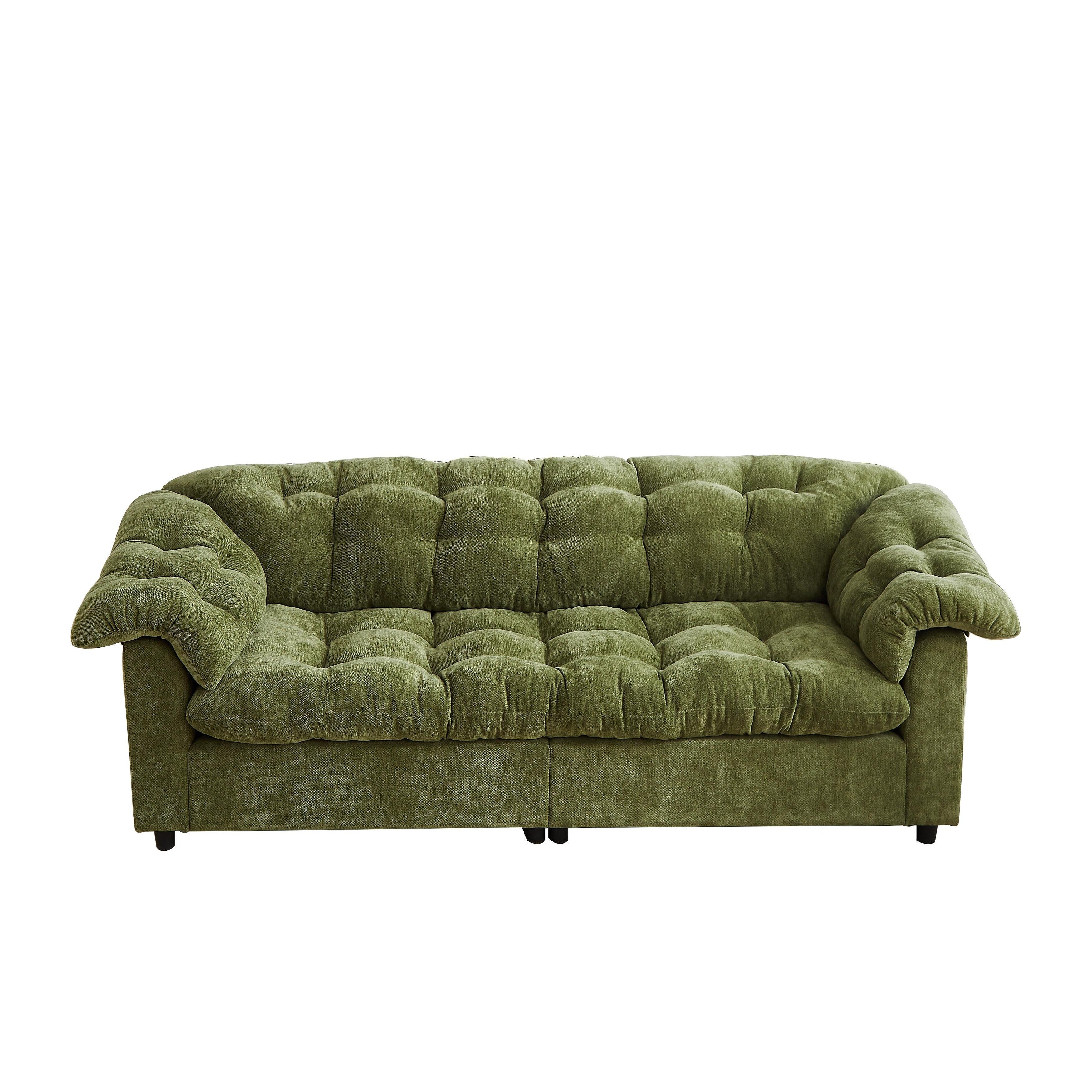 Canapé 3 places classique moderne en tissu 99.2, structure en bois massif et coussin moelleux en forme de nuage