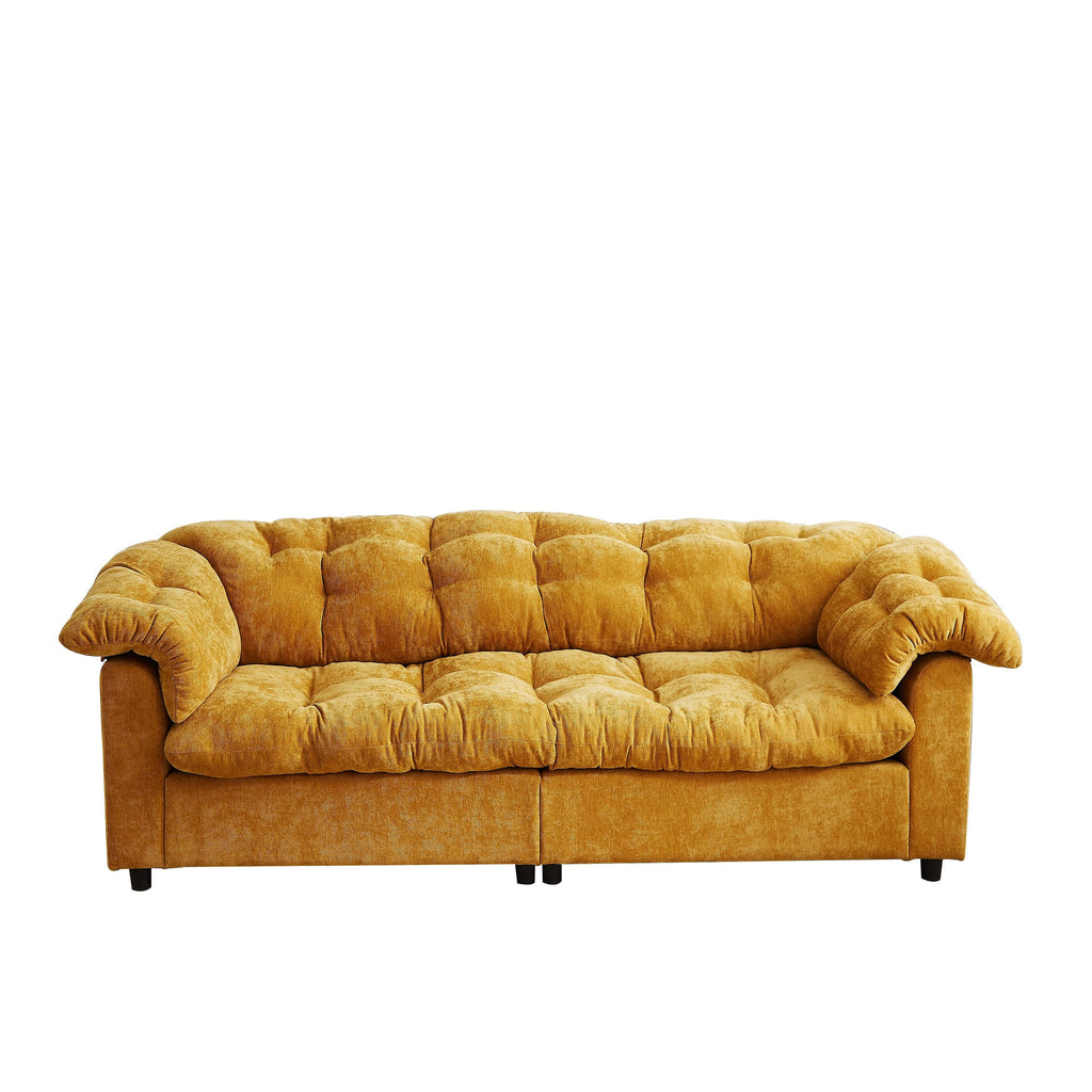 Canapé 3 places classique moderne en tissu 99.2, structure en bois massif et coussin moelleux en forme de nuage