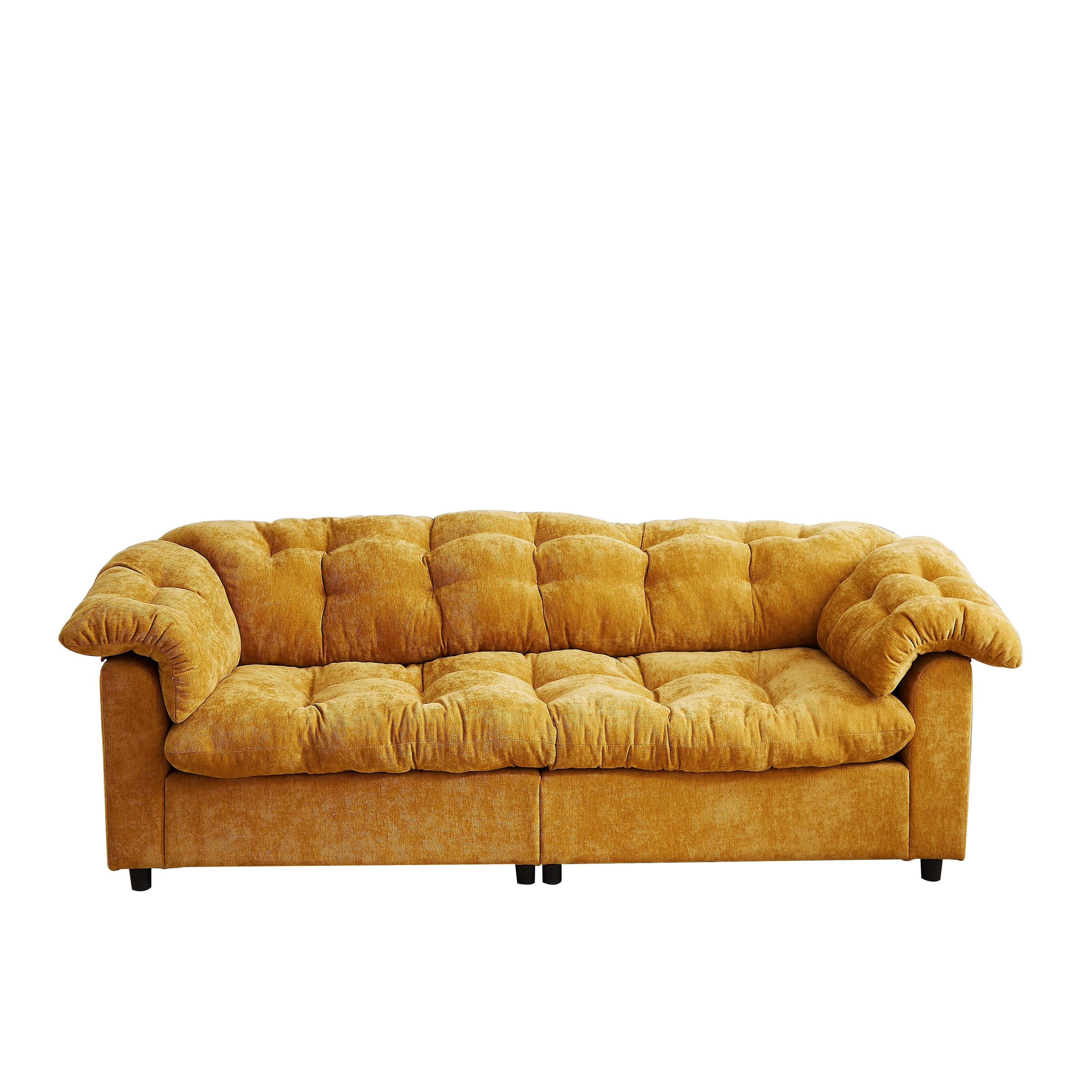 Canapé 3 places classique moderne en tissu 99.2, structure en bois massif et coussin moelleux en forme de nuage