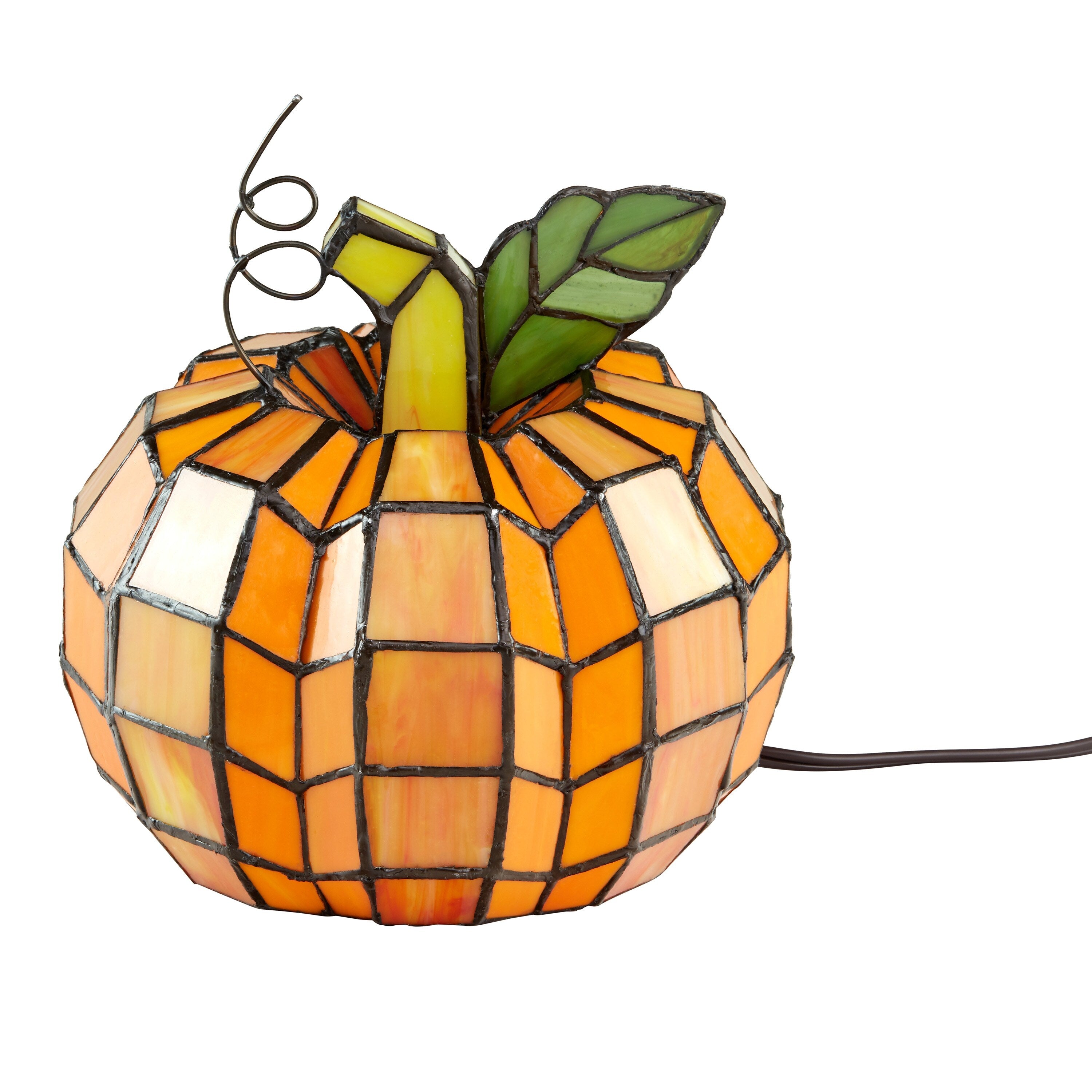 Lampe d'appoint en vitrail Patch the Pumpkin 9 H - 8,25 L x 8,25 l x 9 H